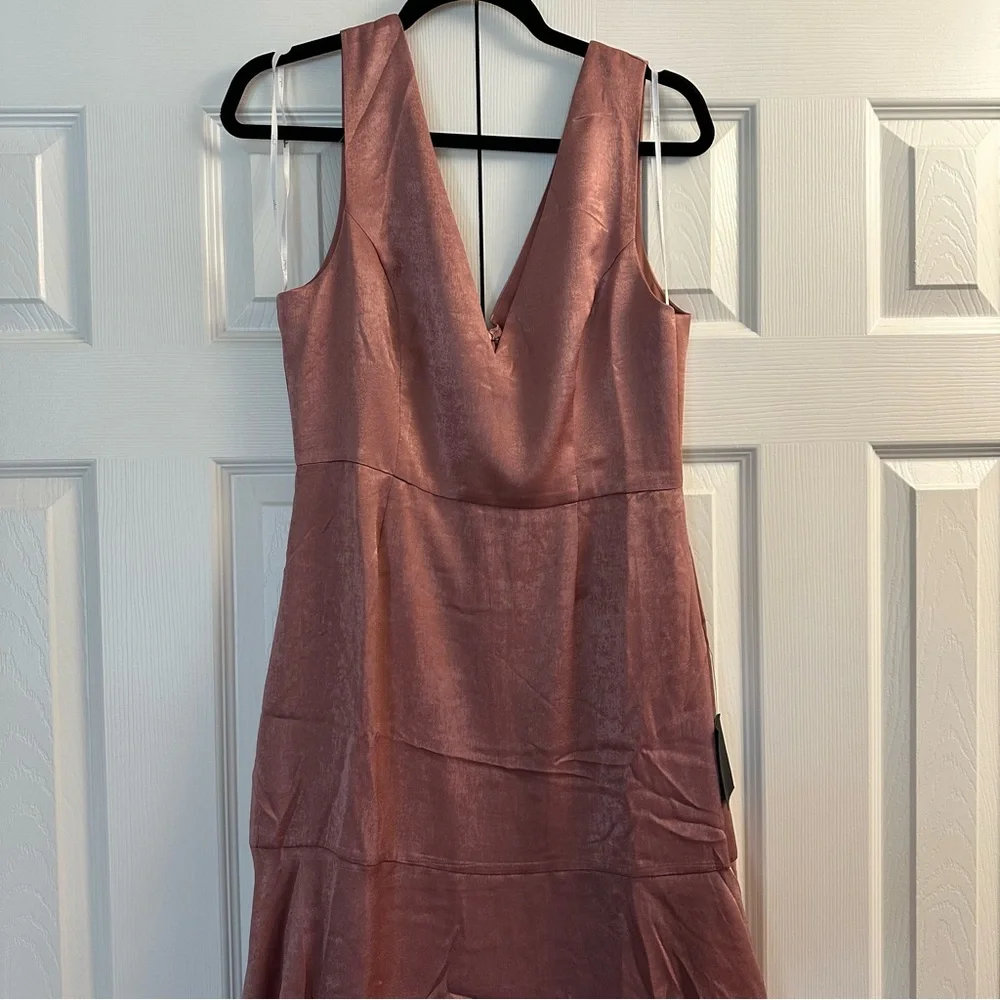 NWT Lulus Exclusive Elegance Mauve Satin Tiered Maxi Dress - Picture 4 of 7